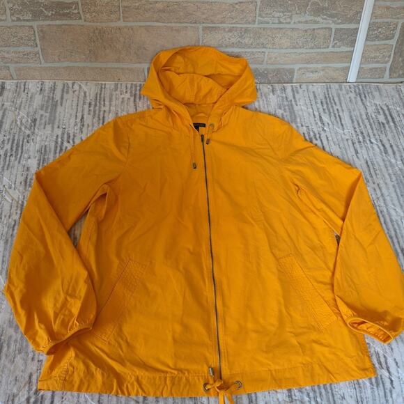 EILEEN FISHER Women's Hooded Windbreaker Front Zip Jacket Mango Orange Sz M - Picture 4 of 13